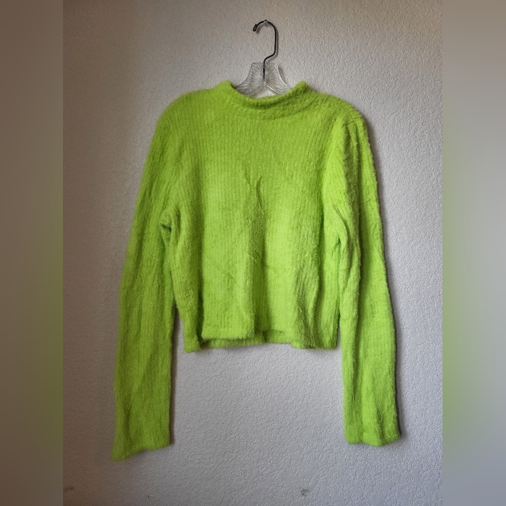 Anthropologie Neon Green Textured Sweatshirt - Picture 2 of 5